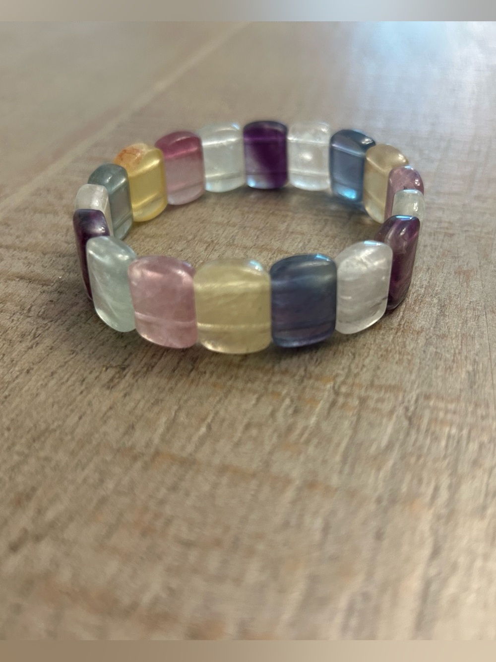 Multicolor Gemstone Rectangular Bead Stretch Bracelet - Women Jewelry
